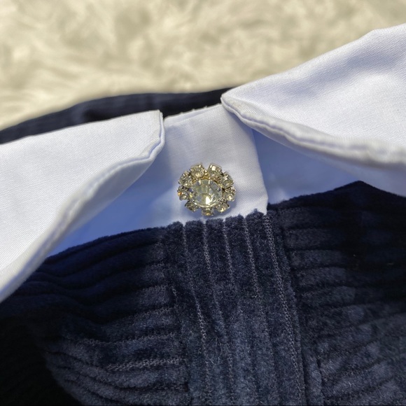 Sandro | Laury Contrast Collar Blue Corduroy Dress - Picture 9 of 13